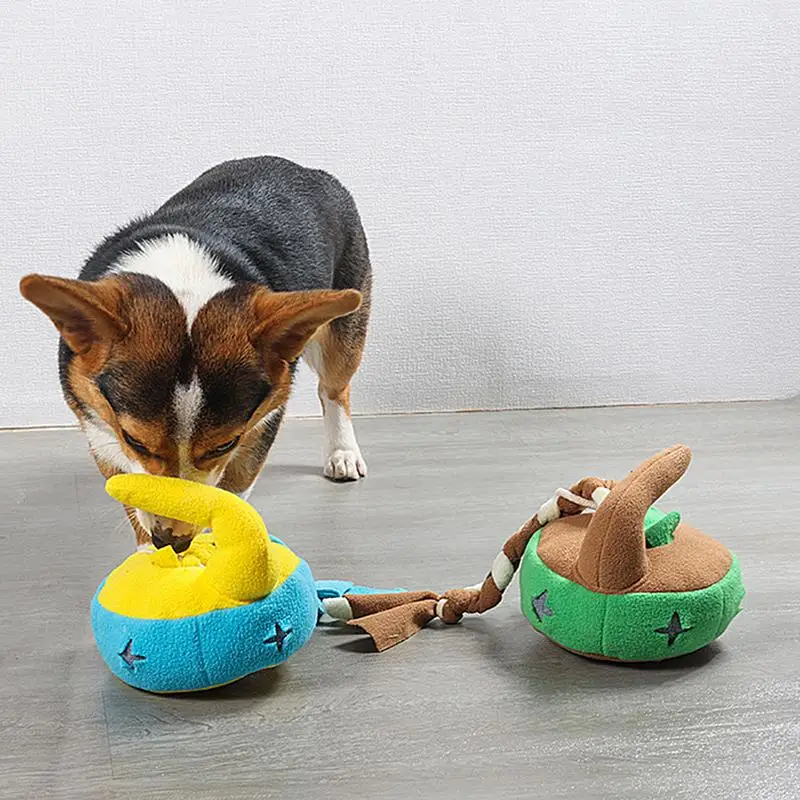 

Dog Mental Stimulation Toys Puppy Puzzles Curling Puck Shape Dog Interactive Toys Dog Stimulation Toys With Sound Dog Treat Toy