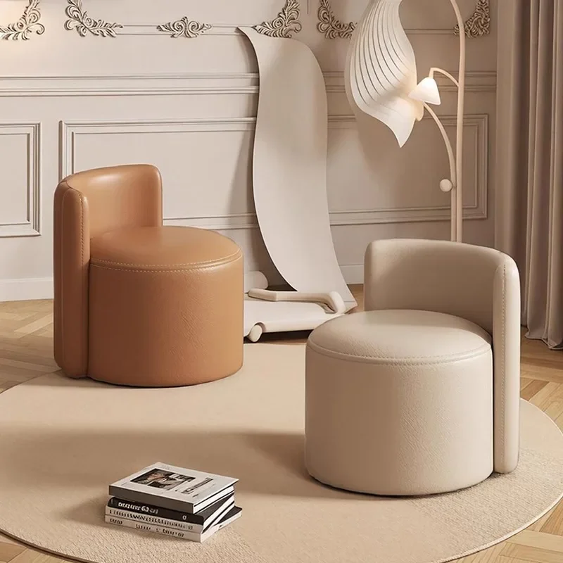 Light luxury leather sofa stool, living room backrest seat pier, coffee table stool, household shoe change stool