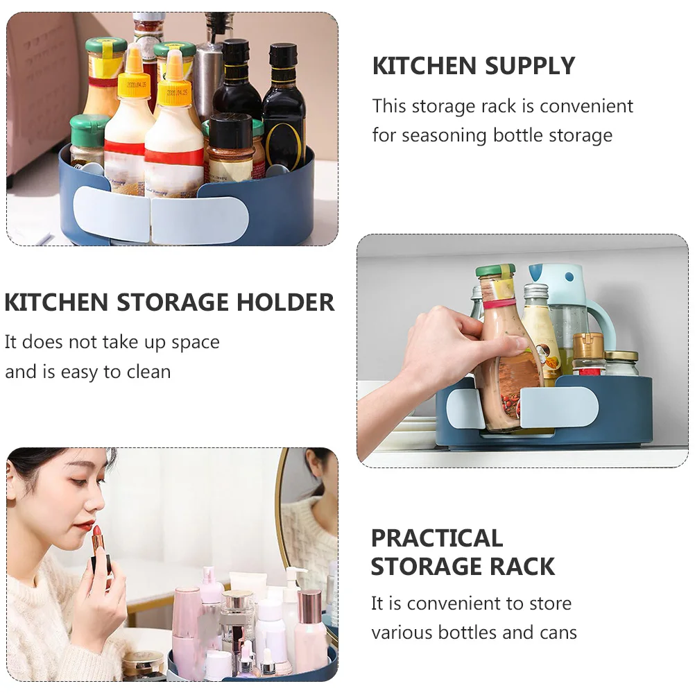 

Rotating Spice Rack Blue Containers Storage Holder for Seasoning Jars Kitchen Supply Eco ABS Material Practical Rack Home