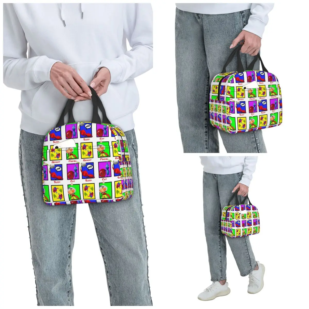 Eat Sleep Pikmin Repeat Insulated Lunch Bag for Women Office Cooler Thermal Food Box Tote Leakproof Lunch Boxes Container