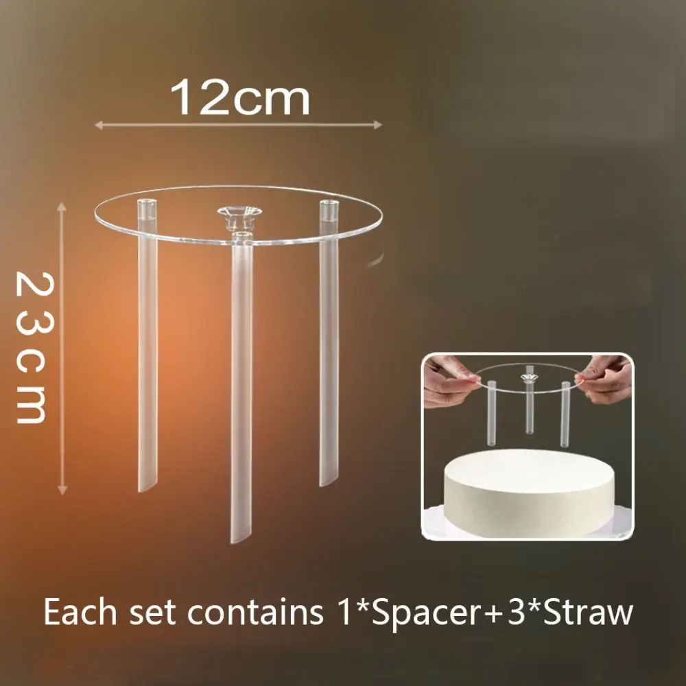 Multi-layer Cake Stand Reusable White Cake Tier Support Round Cake Board Transparent Plastic Straw Frame Cake Dowel Rods Set