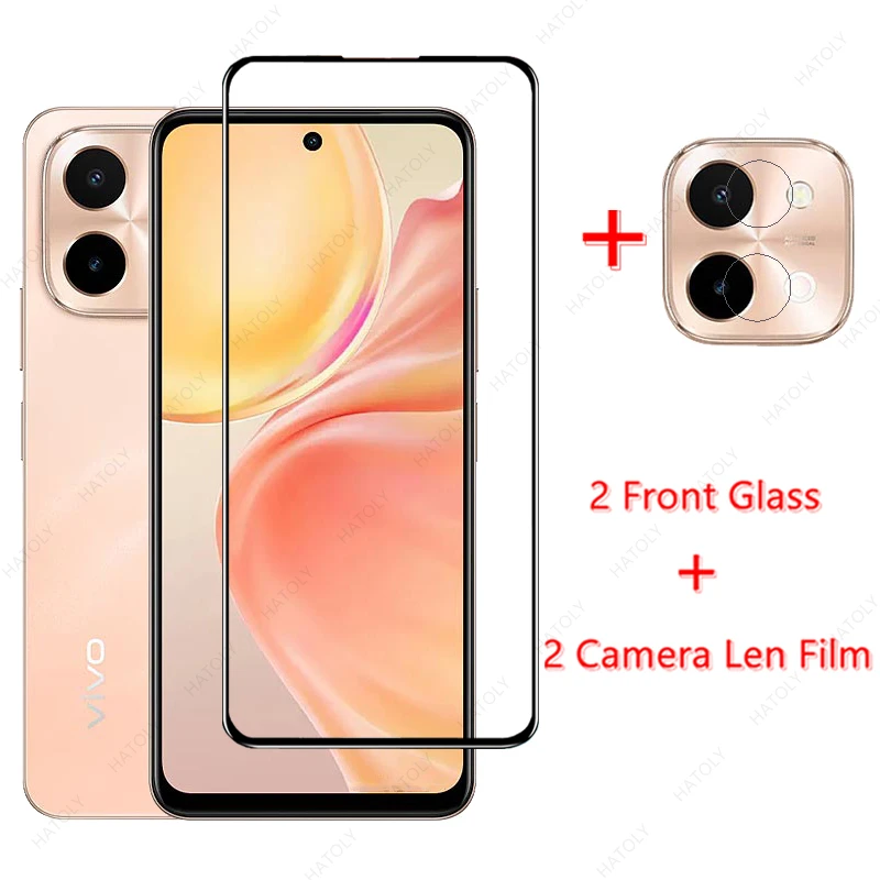 For Vivo Y28 4G Glass for Vivo Y28 4G Tempered Glass Film Phone Front Screen Protector HD Camera Len Film for Vivo Y28 4G