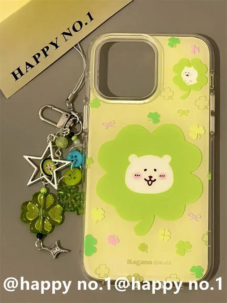 Fresh Four Leaf Clover Bear Phone Cases For Samsung galaxy s25 s24 s24plus s24ultra s23 s22 s21 s21fe s23fe s20fe Cover