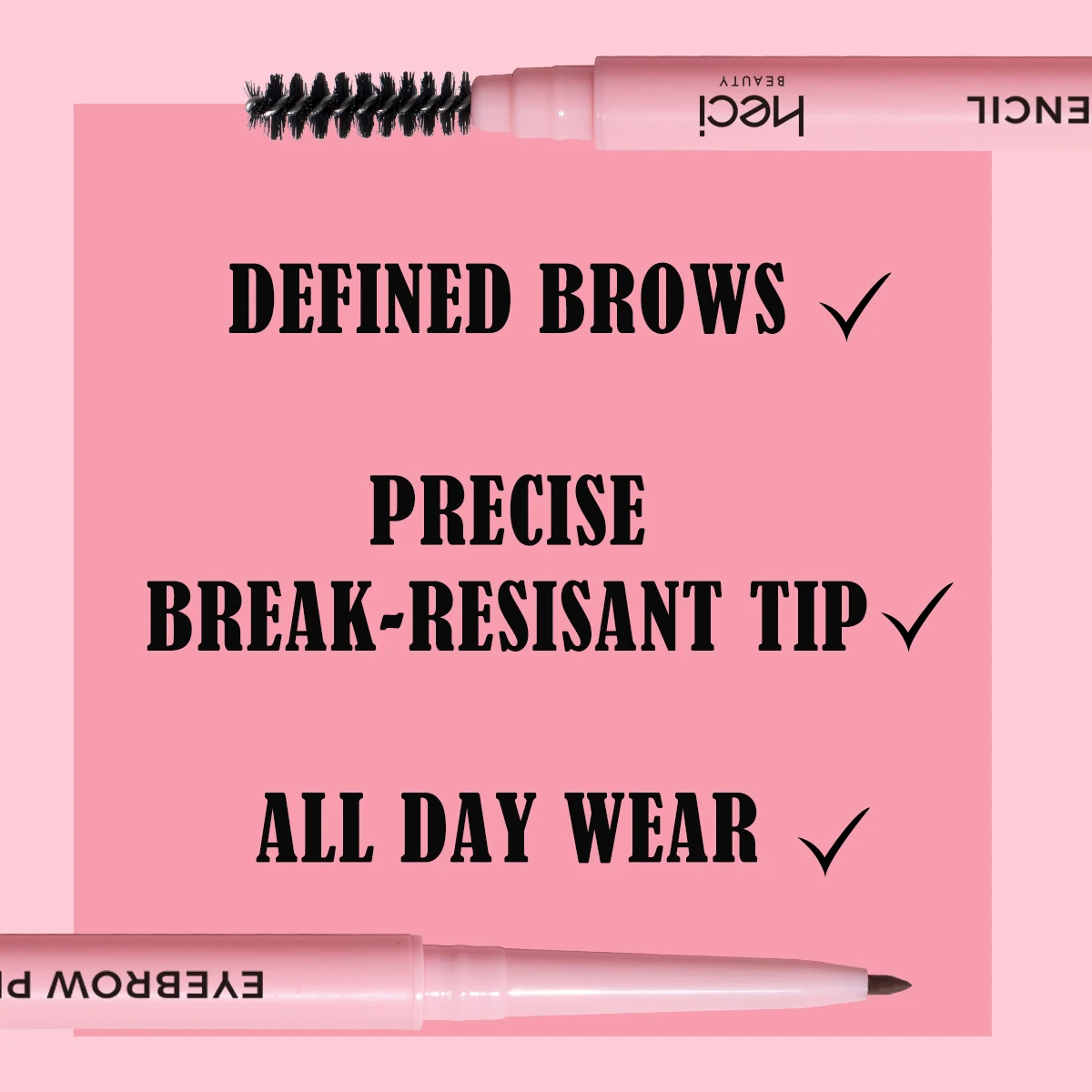 2in1 Pink Ultra-Thin Eyebrow Pencil With Brush 3-Color Waterproof Powder Precision Eyebrow Pencil 3d Extra Slim Brow Pencil