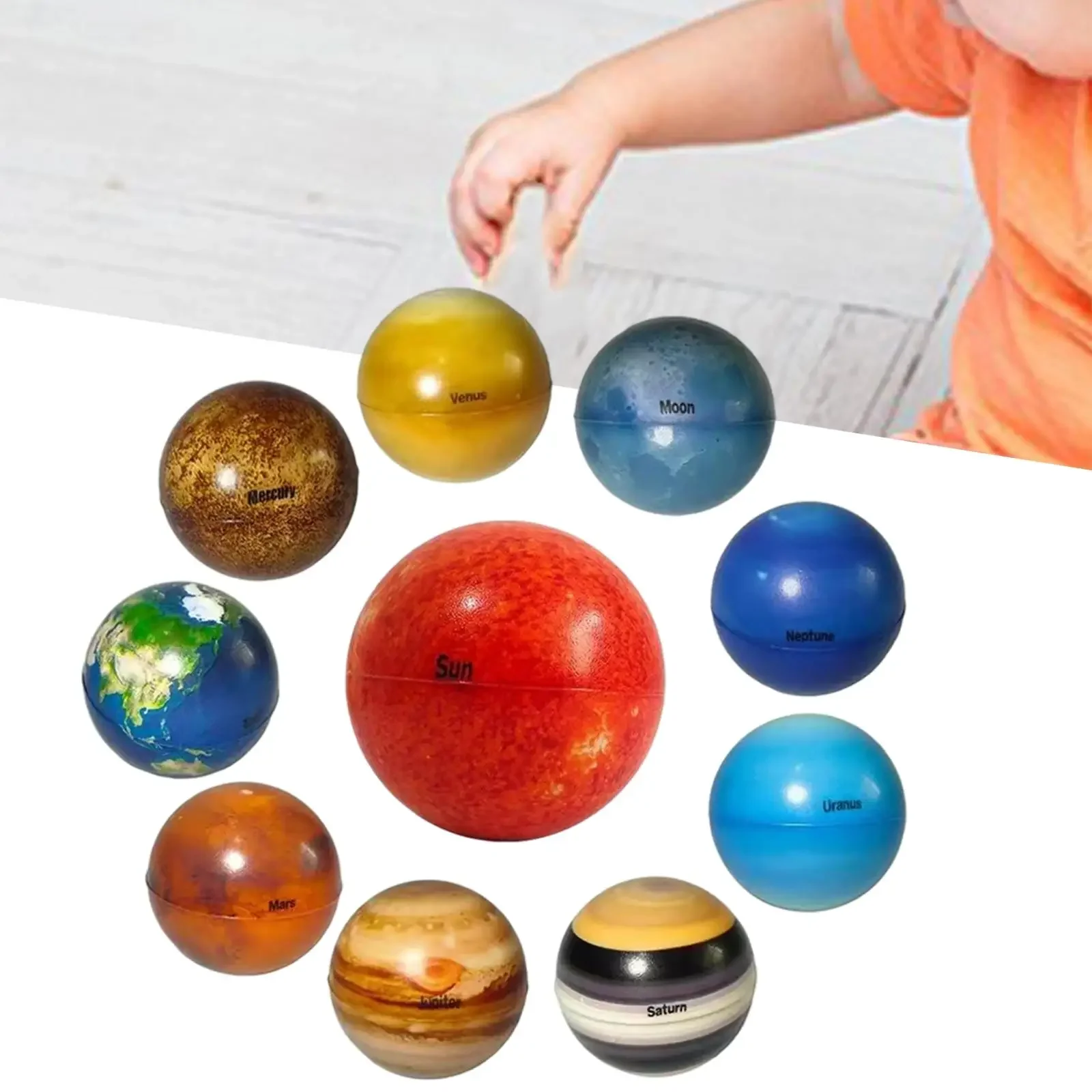 10x Solar System Planet Balls Solid Sponge Soft Ball Eight Planetary Balls Educational Model for Table Decor Kids Toys