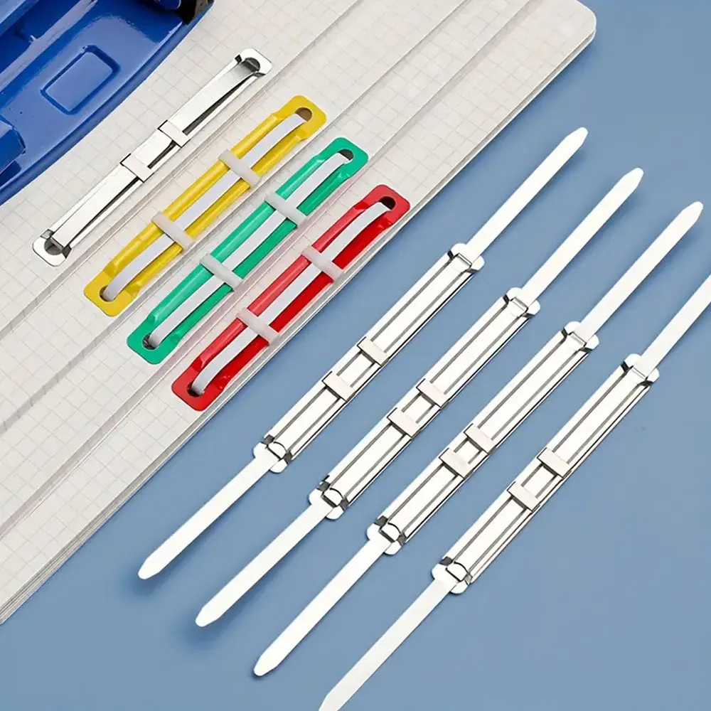 50pcs Plastic Iron Double-Hole File Fastening Strips, File Binding Clips, Suitable for Document Sorting and Classification.