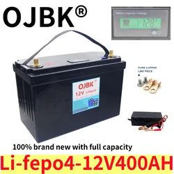 12V LiFEPO4 400AH lithium iron phosphate, brand new 100% full capacity battery with integrated BMS for golf cart solar cycle