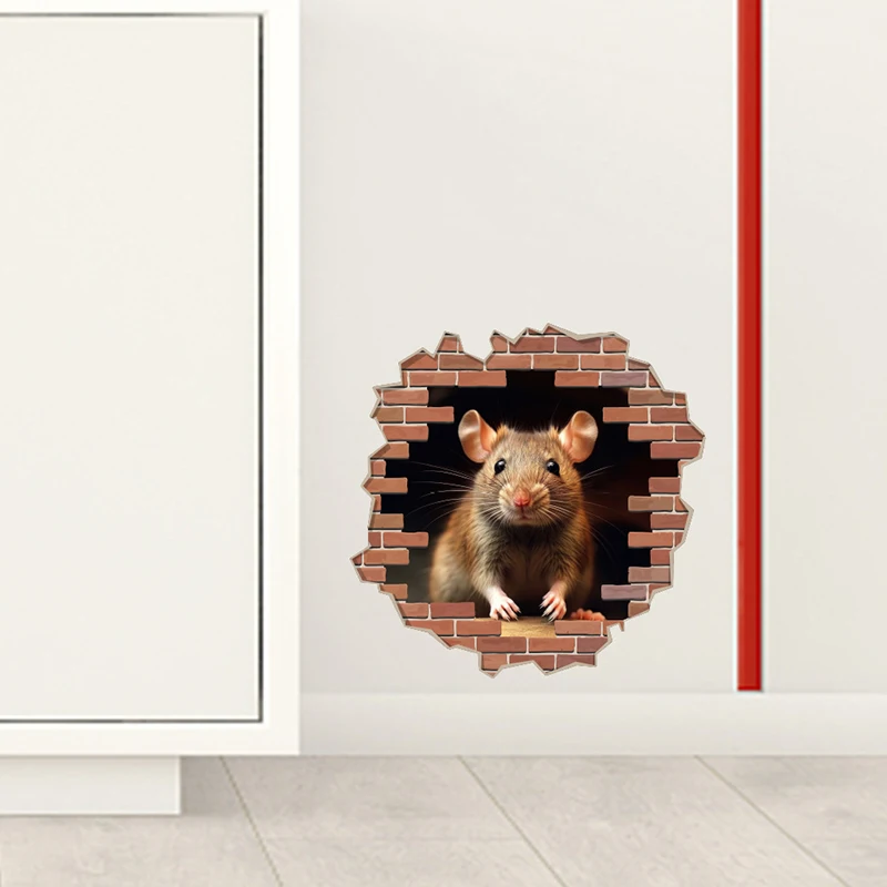 

T746# Creative Mouse Wall Sticker Kids Room Background Home Decoration Mural Living Room Wallpaper Funny Decal