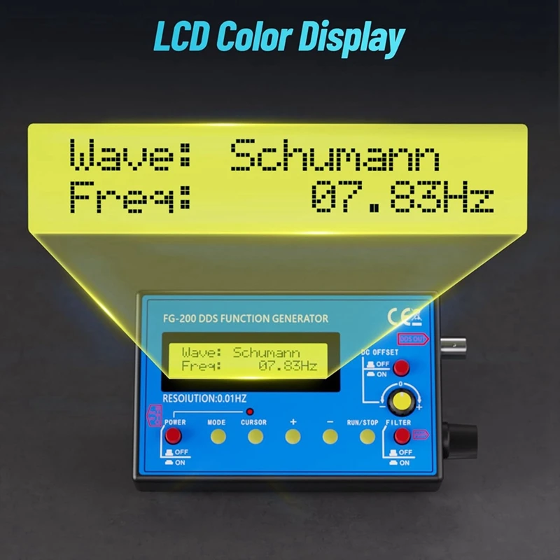 1Hz-500Khz DDS Signal Generator With Schumann-Resonator, Portable Multifunction Waveform Generator With AC/DC Power