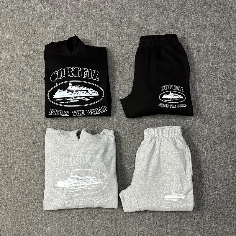 

Men's Trendy Loose Long Sve Hoodie Sweatirt Set Casual Sportswear Youth Autumn Collection Long Pants