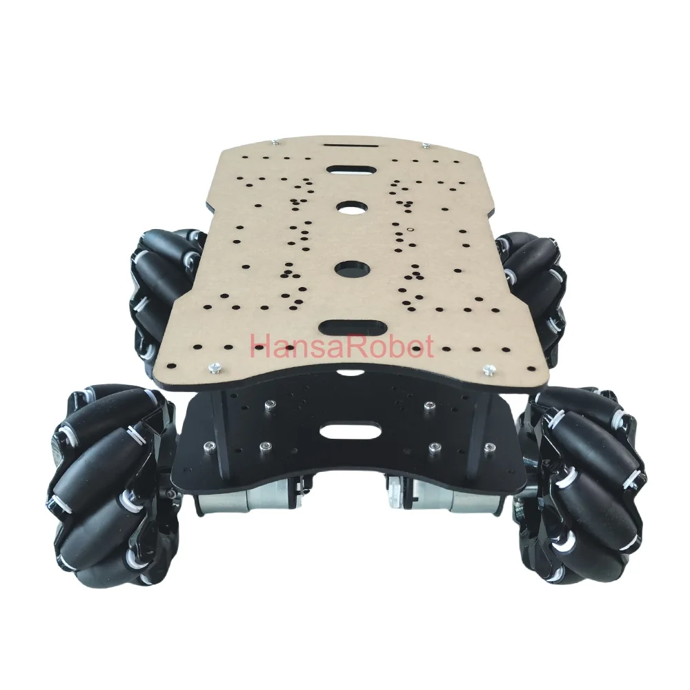 Kit per auto robot con ruota Mecanum 4WD a doppio telaio con carico da 25 kg con motore encoder Hall 12V DC Arduino ROS telaio braccio robot kit giocattolo fai da te