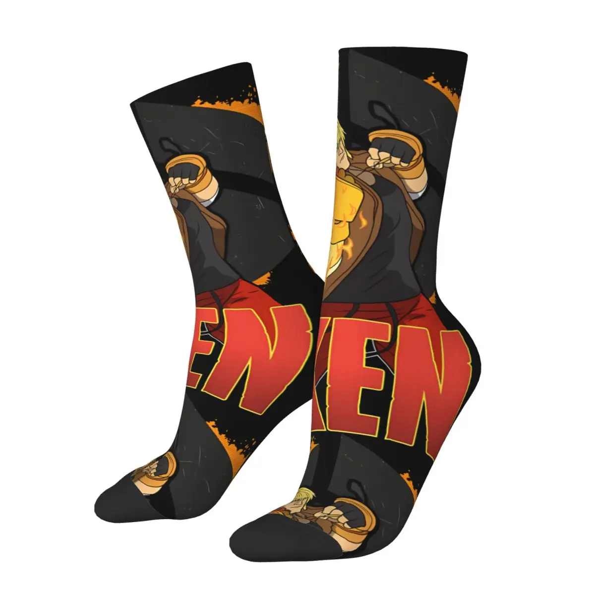 Funny Crazy Sock for Men Ken Street Fighter 6 Hip Hop Harajuku S-Street Fighter 6 Happy Quality Pattern Printed Boys Crew