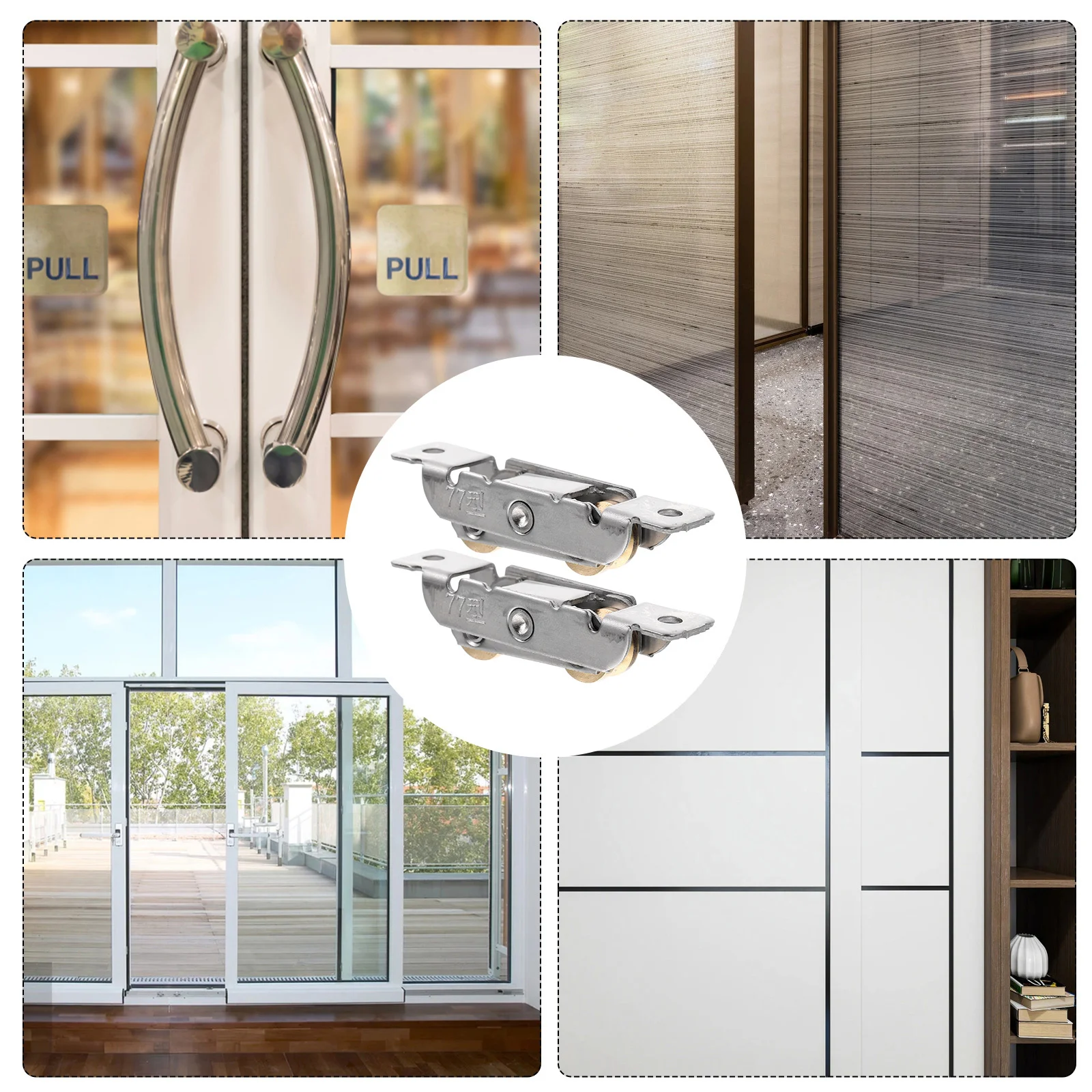 

2Pcs Sliding Door Wheel Hardware Stainless Steel Replacement Pulley for Glass and Cabinet Doors Smooth Rolling Track System