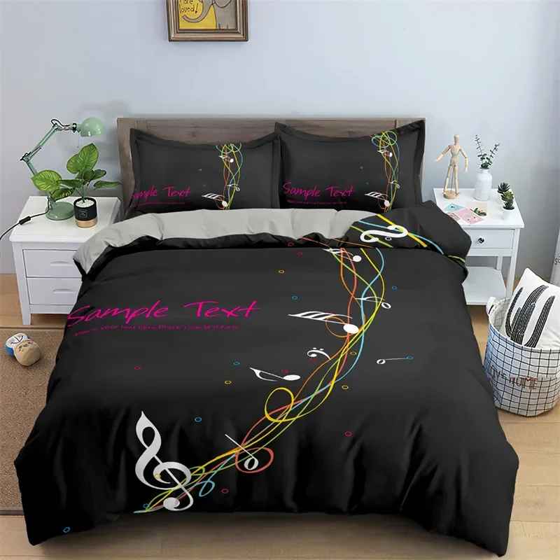 Music Theme Duvet Cover Microfiber Musical Symbols Comforter Cover Violin Piano Pattern Bedding Set Twin King Single Queen Size