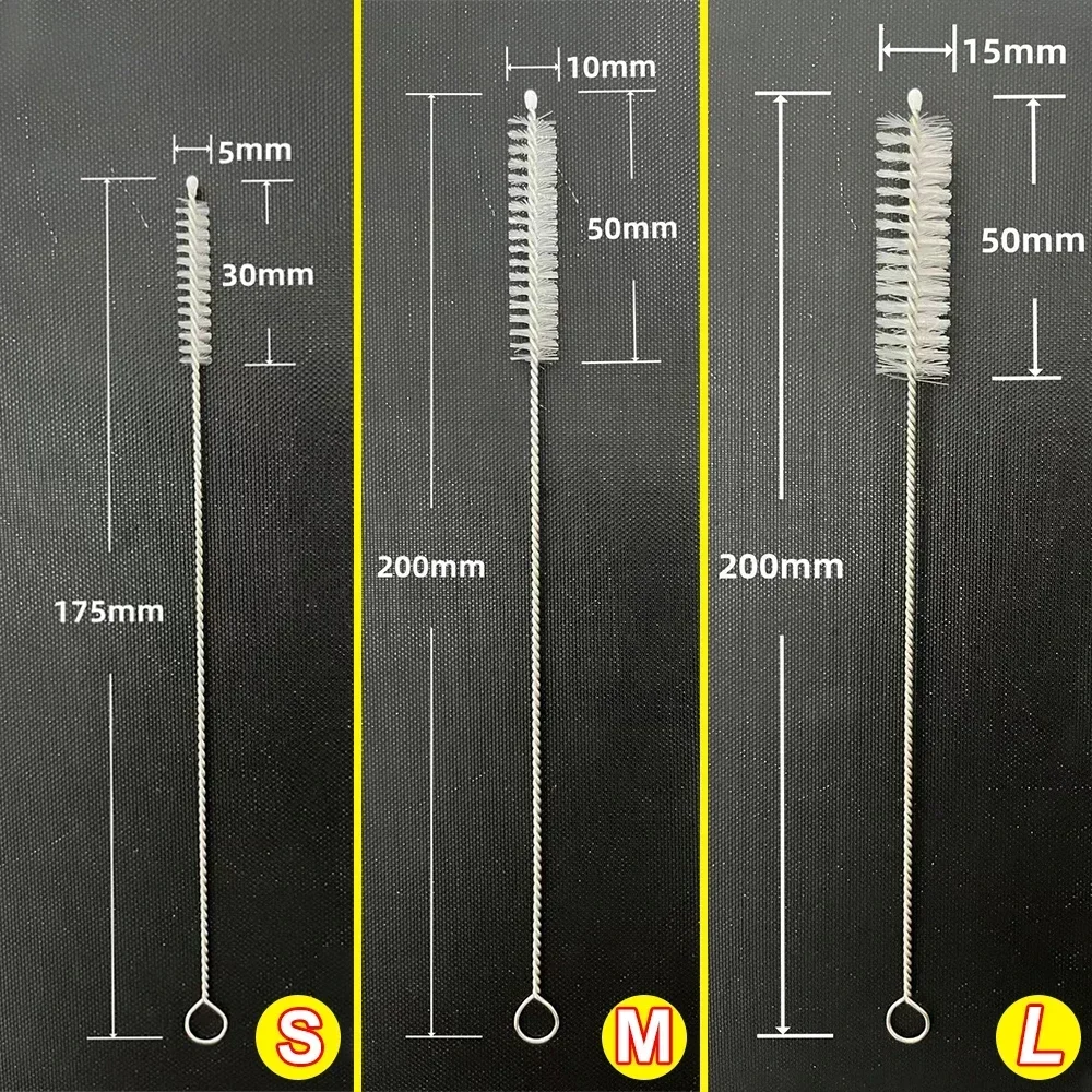 Kit di spazzole per la pulizia della cannuccia Detergente per tubi riutilizzabile Spazzole per pulizia lunghe in nylon e acciaio inossidabile per