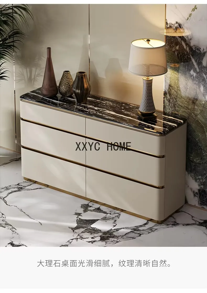 Light Luxury 6-Drawer Cabinet Chest Of Drawers Fashion Marble High-End Bedroom Complete Storage Hallway Storage Cabinet