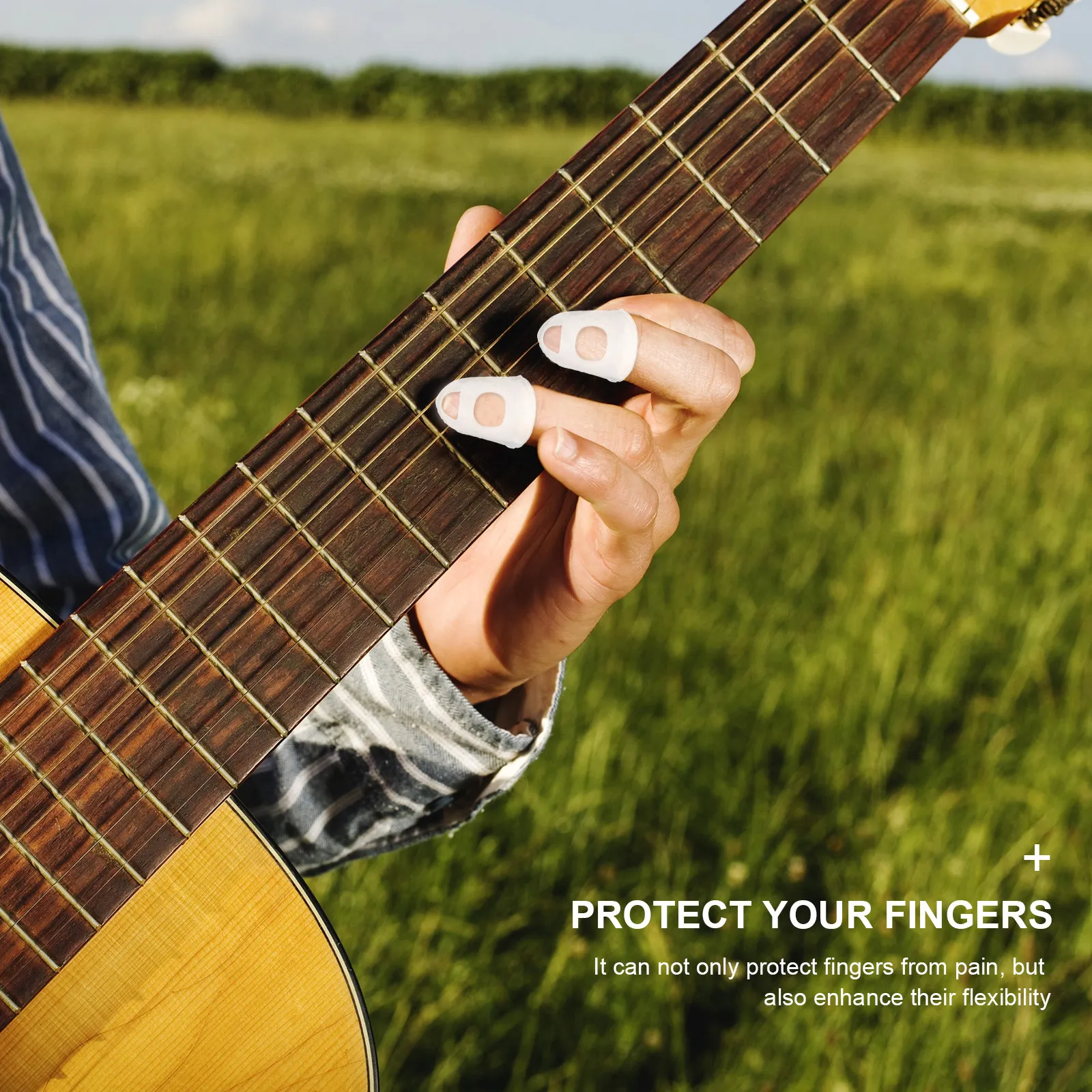 40Pcs Soft Polished Silicone Fingertip Protectors for Guitar Ukulele Finger Guards Pain Relief Flexible Practice Aid S Size