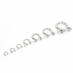 316 Stainless Steel Bow Shackle With Screw Pin Rigging Hardware M4-M38 D Shaped Cufflinks Shackle Type U Sling Rope Screw Hook