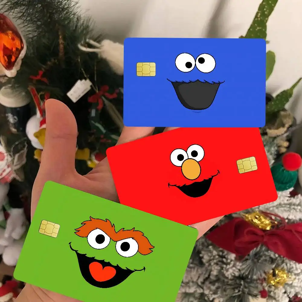 S-Sesame Street Cute Cartoon Anmie Sticker Film Skin Cover for Credit Card Debit Bank Card Front
