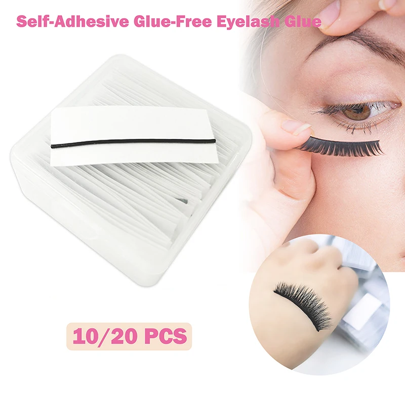 10/20/34pcs Reusable Self-Adhesive Self Adhesive Lash Strips Glue Free Self Adhesive Glue Strips Natural Look Makeup Tools