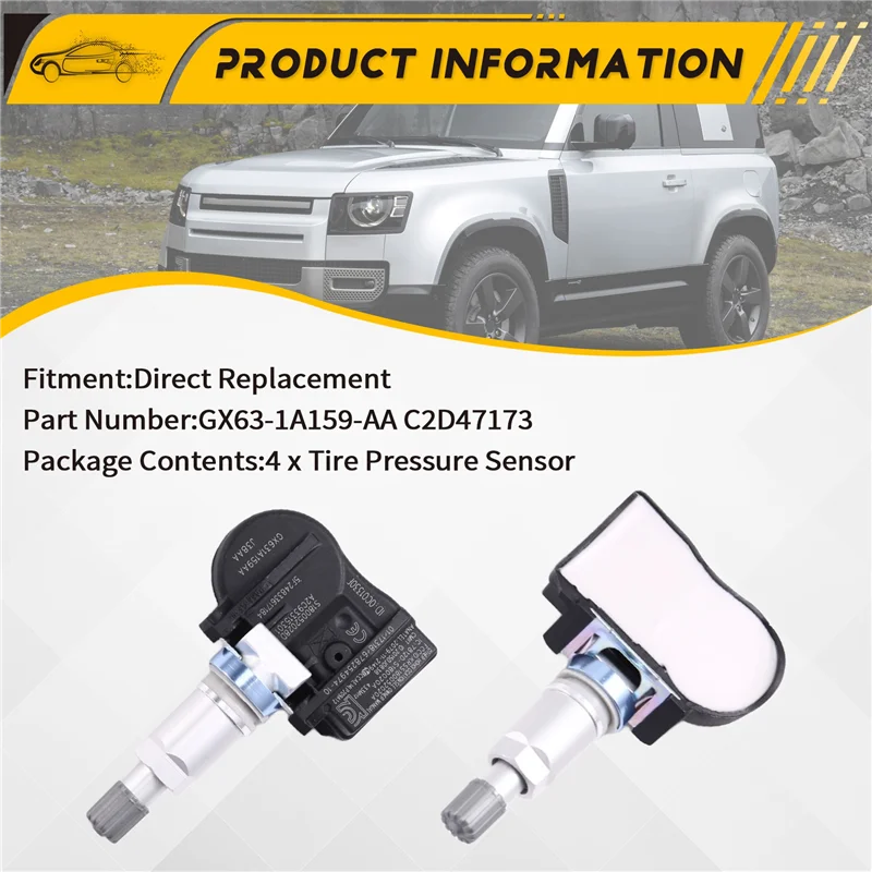 

4PCS 433MHZ Tire Pressure TPMS Sensor For Land Rover Range Rover Jaguar F-PACE GX63-1A159-AA C2D47173