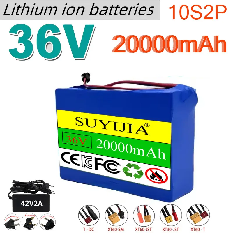 Batterie Au Lithium 10S2P, 36V, 20000mAH, 500W, Haute Puissance 1000W, BMS, Batterie Au Lithium 18650, + Carte Époxy