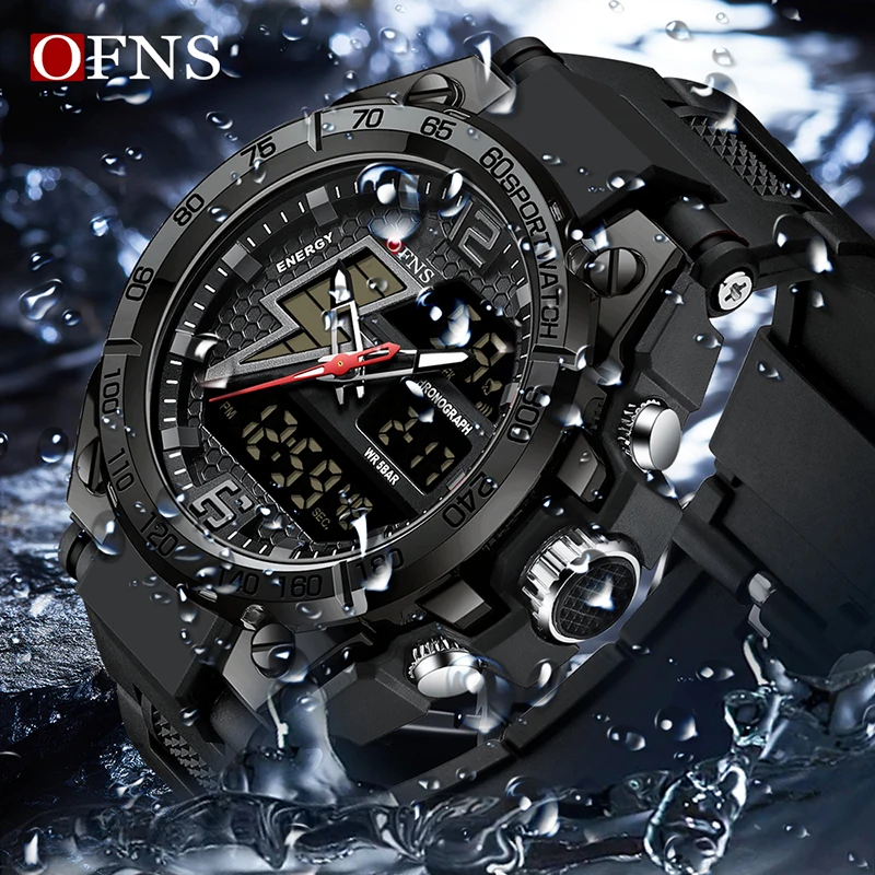 OFNS Top Brand Men\'s LED Digital Wrist Watches Military Waterproof Outdoor Sports Chronograph Electronic Analog Quartz Clock