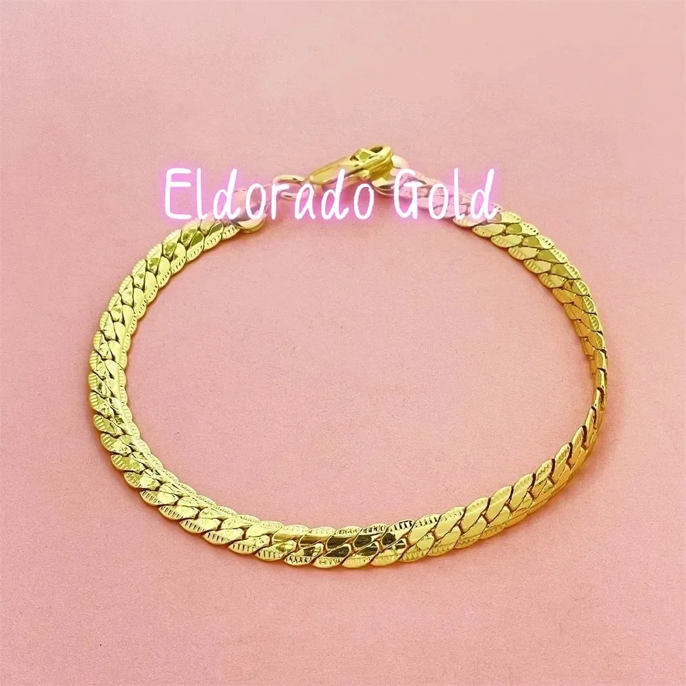 

Eldorado Gold Eldorado Gold Eldorado Eldorado Luxury 24K 9999 Pure Real Gold Men's And Women's Bracelet 5mm Flat Snake Bone Br
