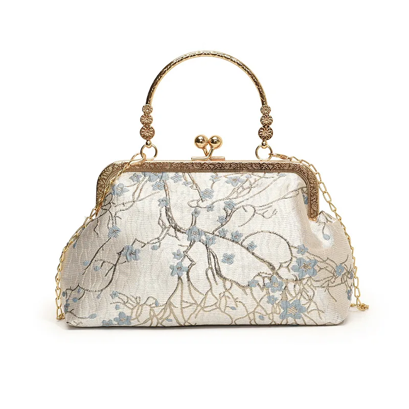 

Fashion Silk Handbag Chinese Style Embroidery Single Shoulder Crossbody Bag Retro Evening Bag Ladies