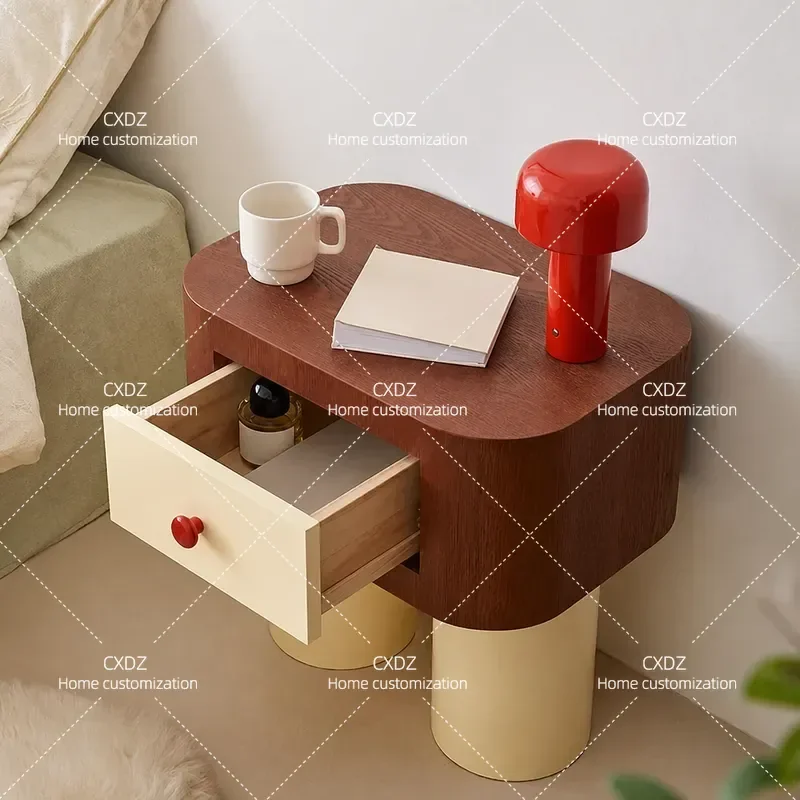 Nordic Cream Style Bedside Table Simple Modern Nightstand with Storage Small Narrow Cabinet for Bedroom Living Room Furniture