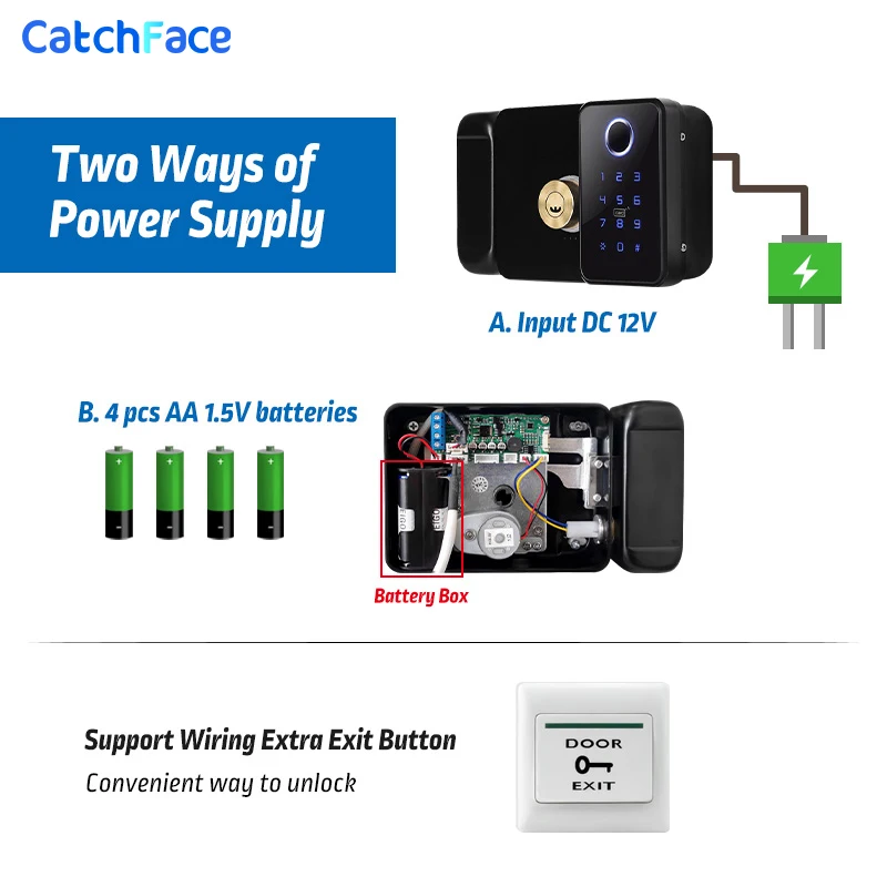 New Dual System Double Side Fingerprint IP66 Waterproof Outdoor Gate Bluetooth TTLock App Passcode Rfid Card Smart Door Lock