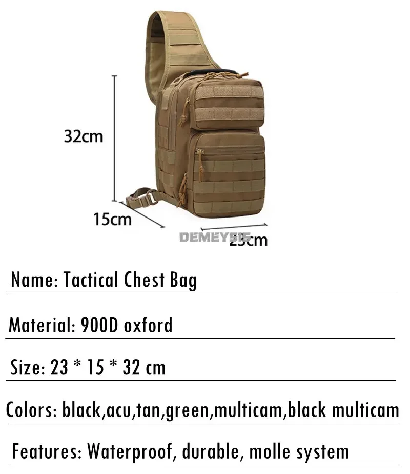 Tactical Molle Chest Bag Adjustable Strap Hiking Hunting Camping Trekking Sling Chest Pack Fishing Bag Sports Crossbody Bags