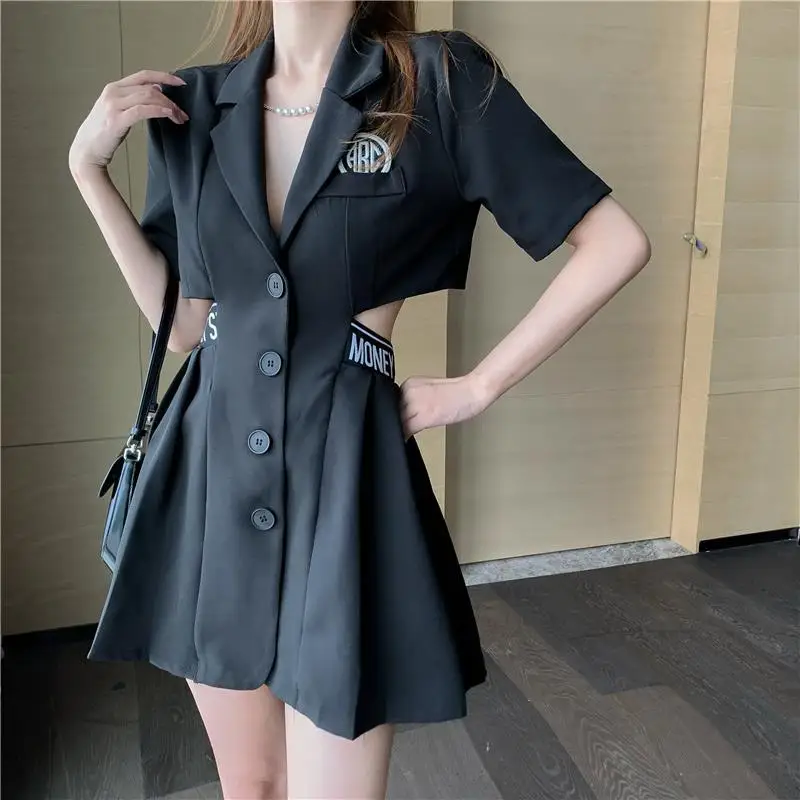 Integrated Dresses for Women 2024 Sexy Night Club Korean Style New Hit Backless Trend Loose Fashion Women\'s Summer Suit Dress