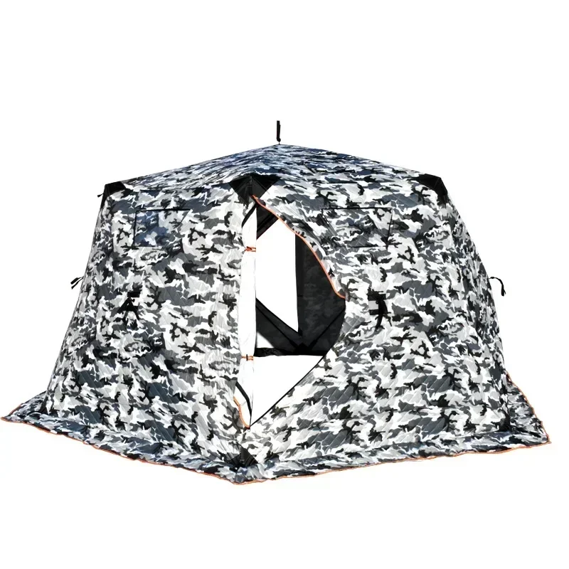 Large Winter Tent Insulated Cube Military Tent Pop Up Portable Ice Fishing Outdoor Camping Shelter Heated Tent