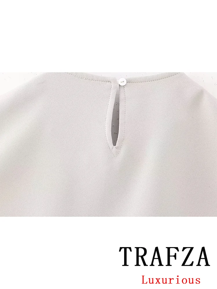 TRAFZA Vintage Chic Solid Women Suit o-collo Single Button Vest Long Straight Split Skirt Fashion 2024 primavera estate Office Set