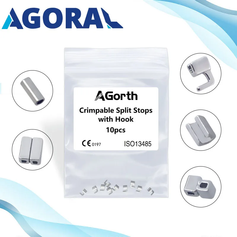 10pcs/bag Dental Orthodontic Crimpable Hook Double Cross Tubes Mini Stops Long Short Type Dental Lingual Buttons on Archwires