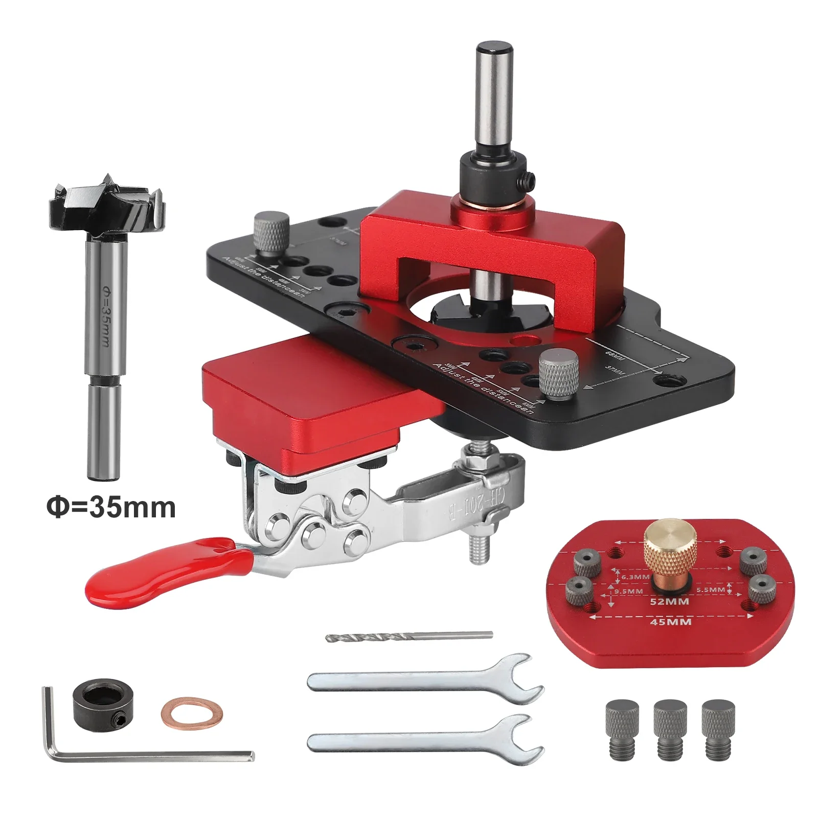 35mm Hinge Jig Dowel Jig Dowel Cabinet Drilling Hole Puncher Hinge Boring Jig Drill Guide Locator for Car RV Board