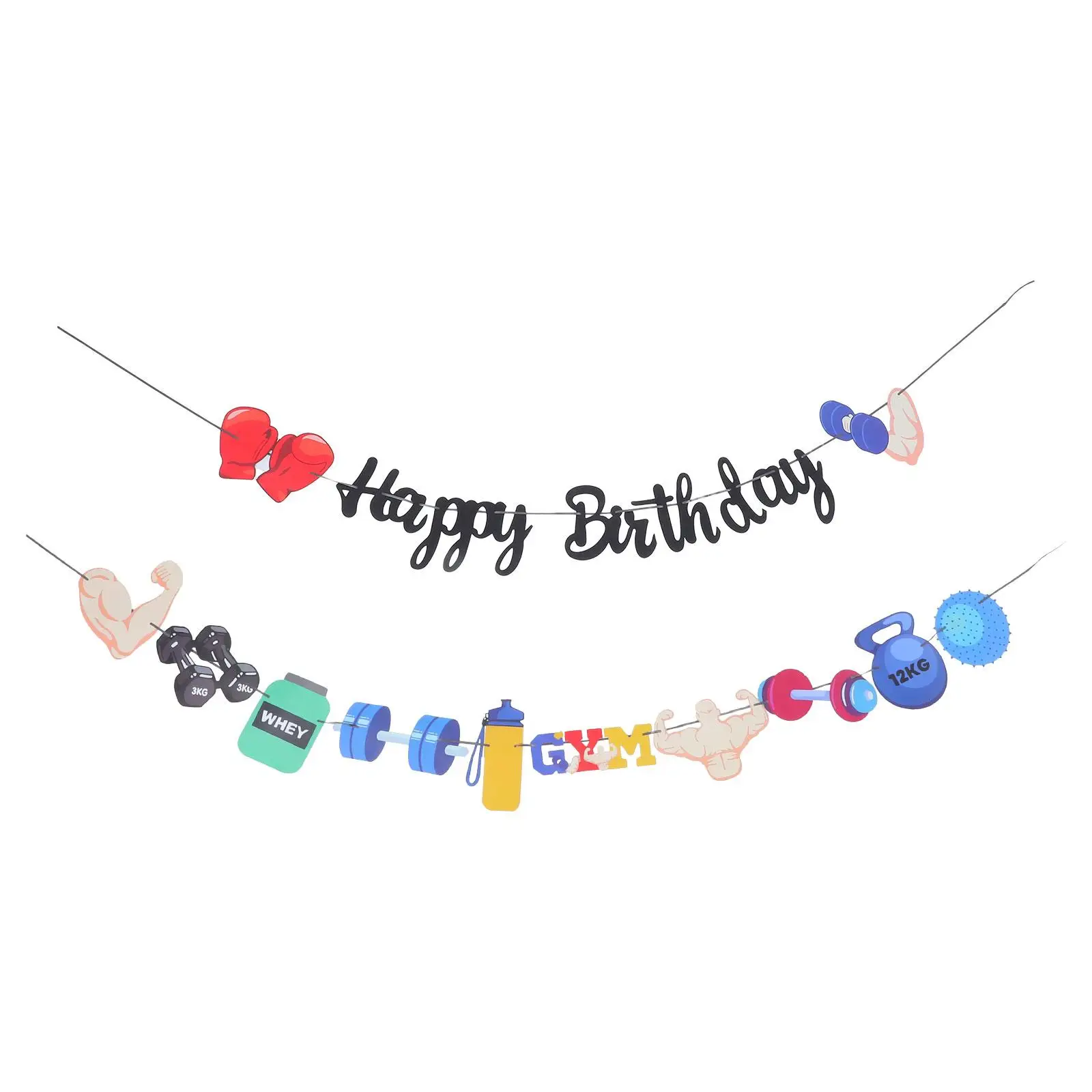 

Gym Party Banners Vibrant Colors Sturdy Paper Lightweight Portable Gym Decorations Birthday Banner for Men Exercise Supplies