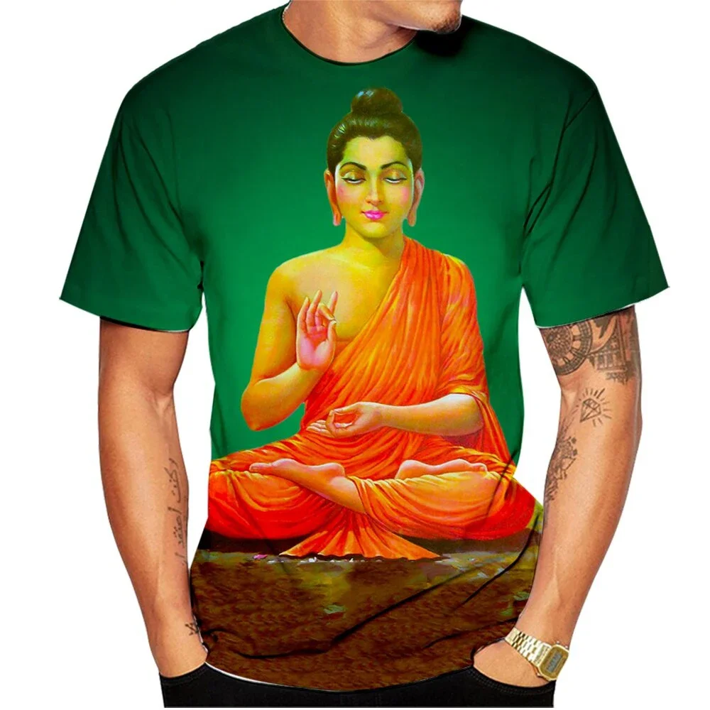 Shakya Muni Buddha Graphic T-shirt For Unisex Summer New Fashion Casual 3D Printed Harajuku Round Neck Short Sleeve Tees Tops