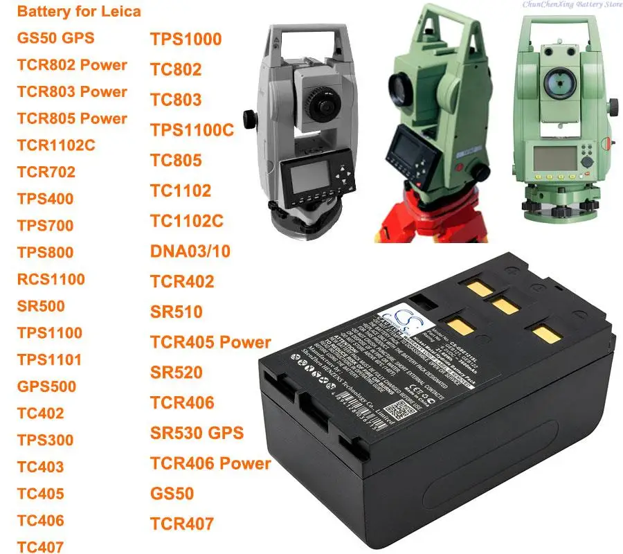 OrangeYu 3600mAh Battery GEB121,GEB122 for Leica TPS400,TPS700,TPS800,GPS500,SR500,TC406,TCR405,TCR406,For GEOMAX ZTS 602LR