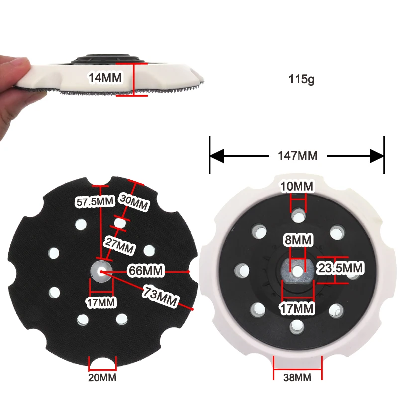 6 Inch 8 Hole Sanding Pad 150 mm 1 Pcs Hook and Loop Replacement Backing Plate Compatible With Disc Sanders Easy To Use
