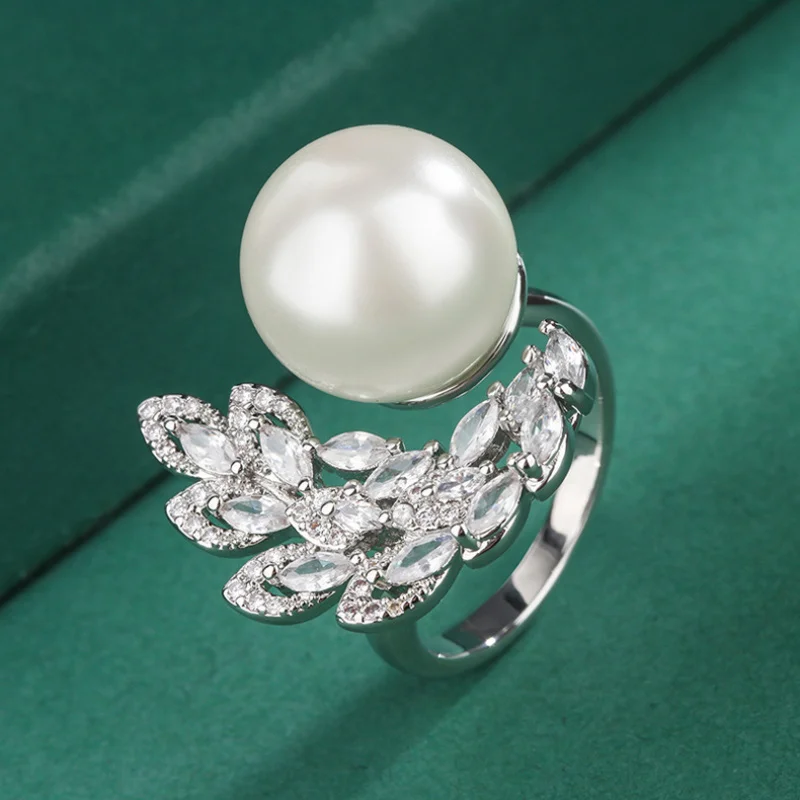 New Exquisite Pearl Ring for Women with White, Yellow, Gray Pearls Inlaid with Australian Mother-of-Pearl