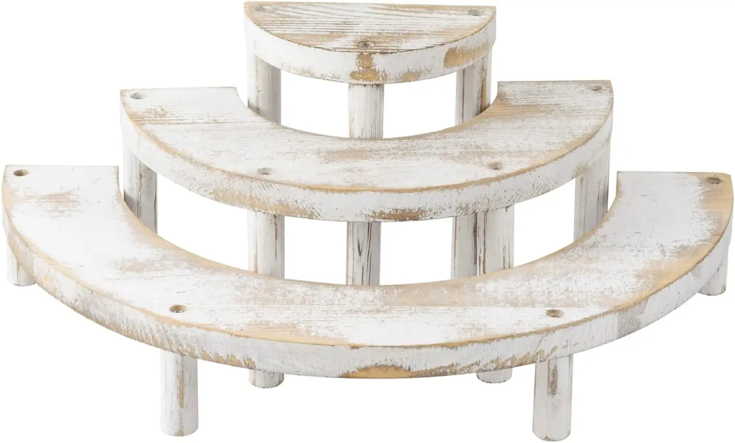 

3 Tier Wooden Display Riser Stand Whitewashed Cupcake Stand Perfume Organizer Rustic Tiered Display Shelf for Dessert Decor