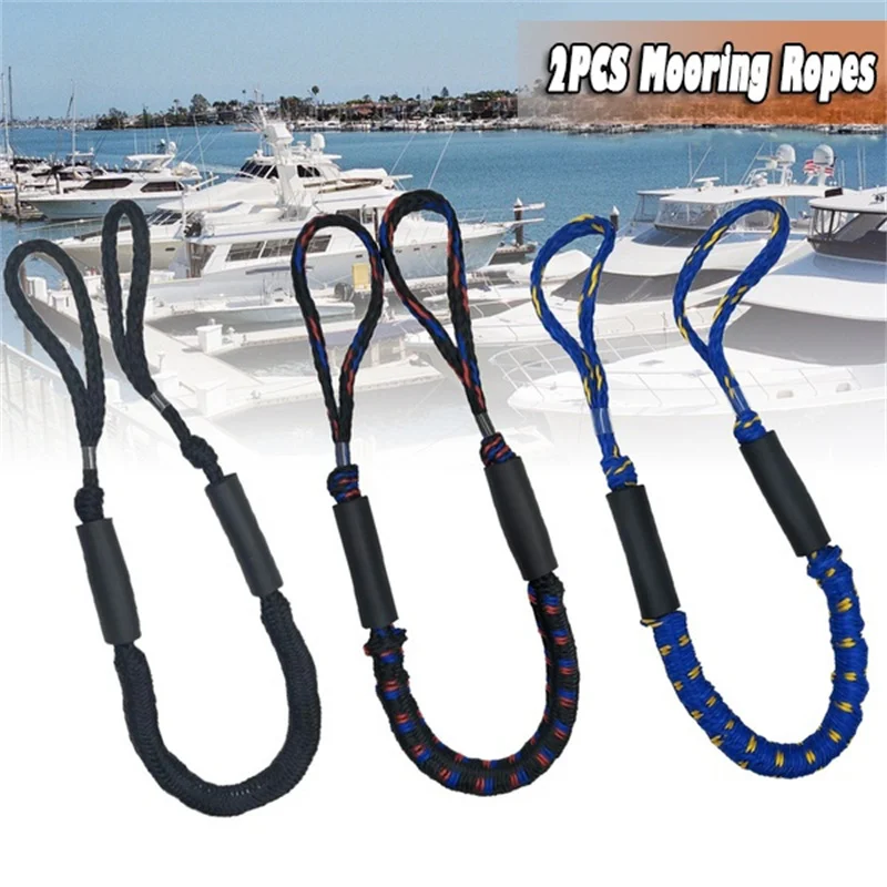 

2pcs Bungee Dock Mooring Ropes 4FT Stretchable Bungee Docking Ropes Kayaking Accessories