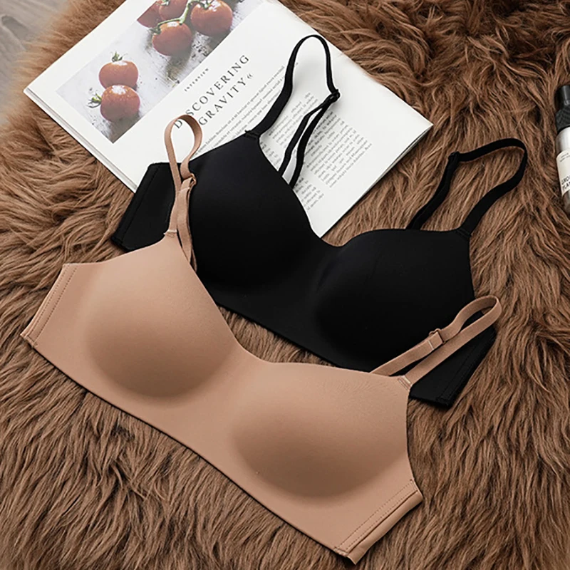 Thin Seamless Women\'s Bra Push up Underwear Tube Top Bras Lingerie Beauty Back Support Non-Wire Solid Comfort Bra Elastic Female