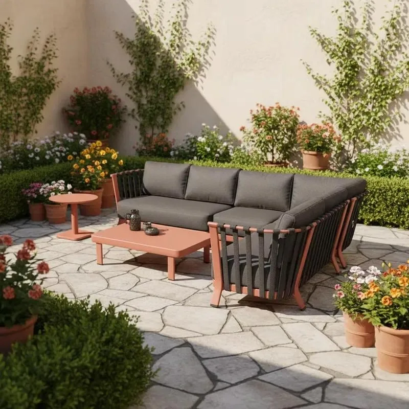 for Banan Modern Outdoor Aluminum Terrace Sofa Set Sturdy powder coated garden furniture for poolside resort villa courtyard