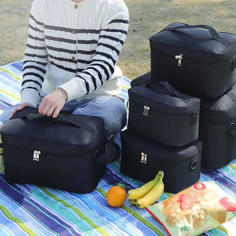 Large-capacity Portable Picnic Bag with Thermal Insulation Square Insulated Lunch Bag with Aluminum Foil Lining for Work