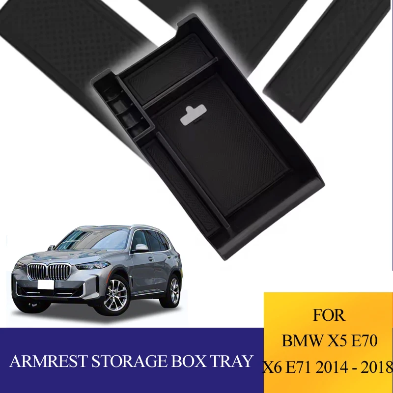 

Armrest Storage Box For BMW X5 E70 X6 E71 2014 - 2018 Car Styling Plastic Interior Container Tray car accessories