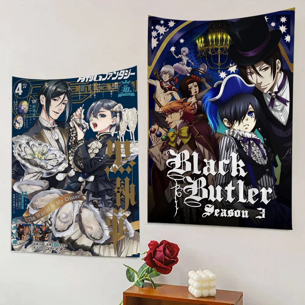 

Japanese Anime Black Butler Tapestry Anime Tapestry Hanging Tarot Hippie Wall Rugs Dorm Wall Hanging Sheets