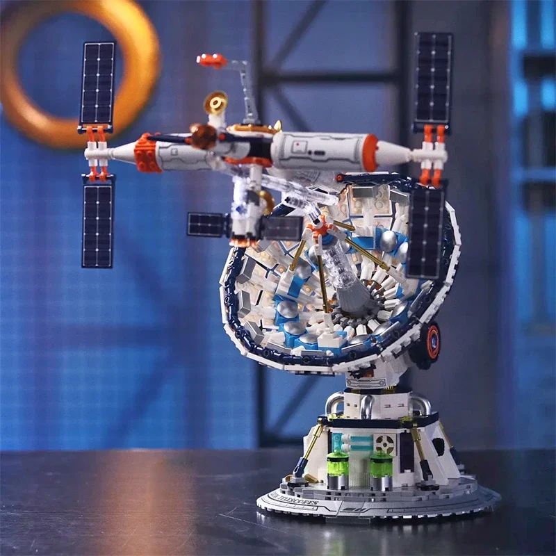 MOC Universe City Modulare Weltraumstation Radio Teleskop Bausteine Satelliten Montage Ziegel Wissenschaft Pädagogische Geschenke